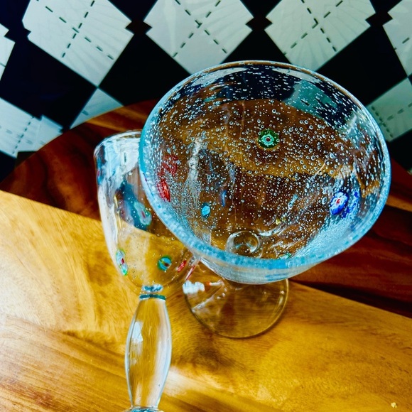 Millefiori Bubble Murano Style Margarita Cocktail Glasses - Set of Two - Picture 13 of 13